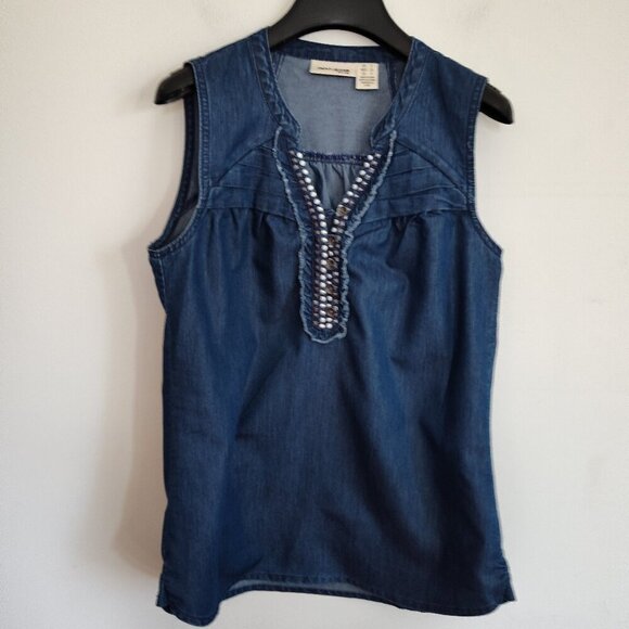 Ladies SZ PS DKNY Jeans Sleeveless Denim Top - Picture 1 of 4